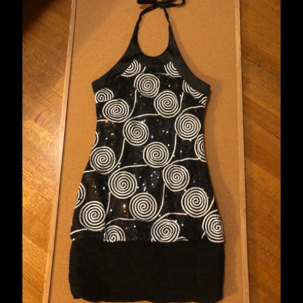Black & White Sequin Cocktail Dress